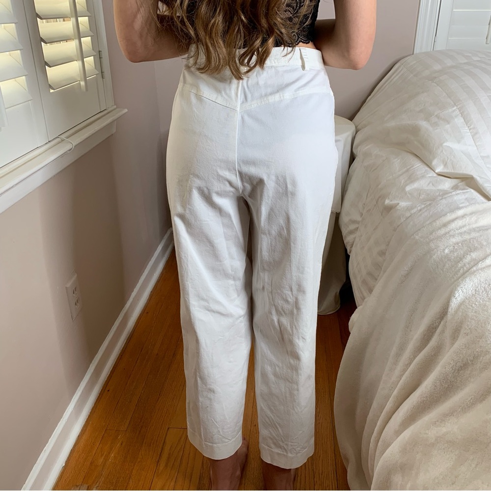 Spring Embroidered Brown & White Floral Wide Leg Cropped Pants - Picture 4 of 4